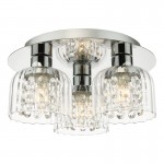 Forseti - Chrome 3 Light Semi Flush with Ribbed Glass & Crystal IP44