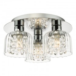Forseti - Chrome 3 Light Semi Flush with Ribbed Glass & Crystal IP44