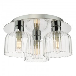 Forseti - Chrome 3 Light Semi Flush with Ribbed Glass & Crystal IP44