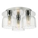 Dar-FOR5350 - Forseti - Chrome 3 Light Semi Flush with Ribbed Glass & Crystal IP44