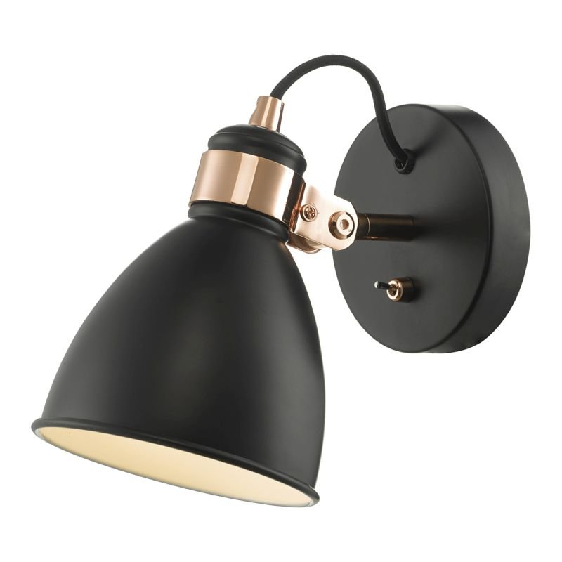 Dar-FRE0722 - Frederick - Black with Polished Copper Wall Lamp