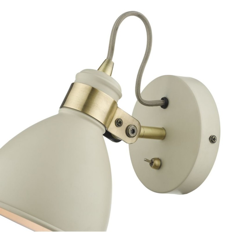 Dar-FRE0733 - Frederick - Gloss Cream with Antique Brass Wall Lamp