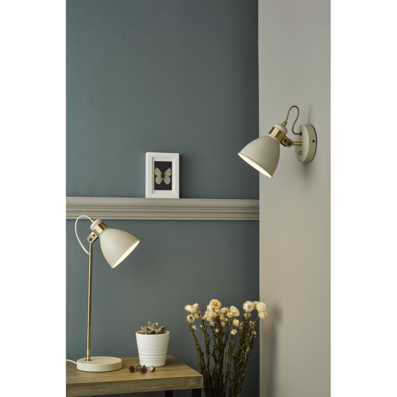 Dar-FRE0733 - Frederick - Gloss Cream with Antique Brass Wall Lamp