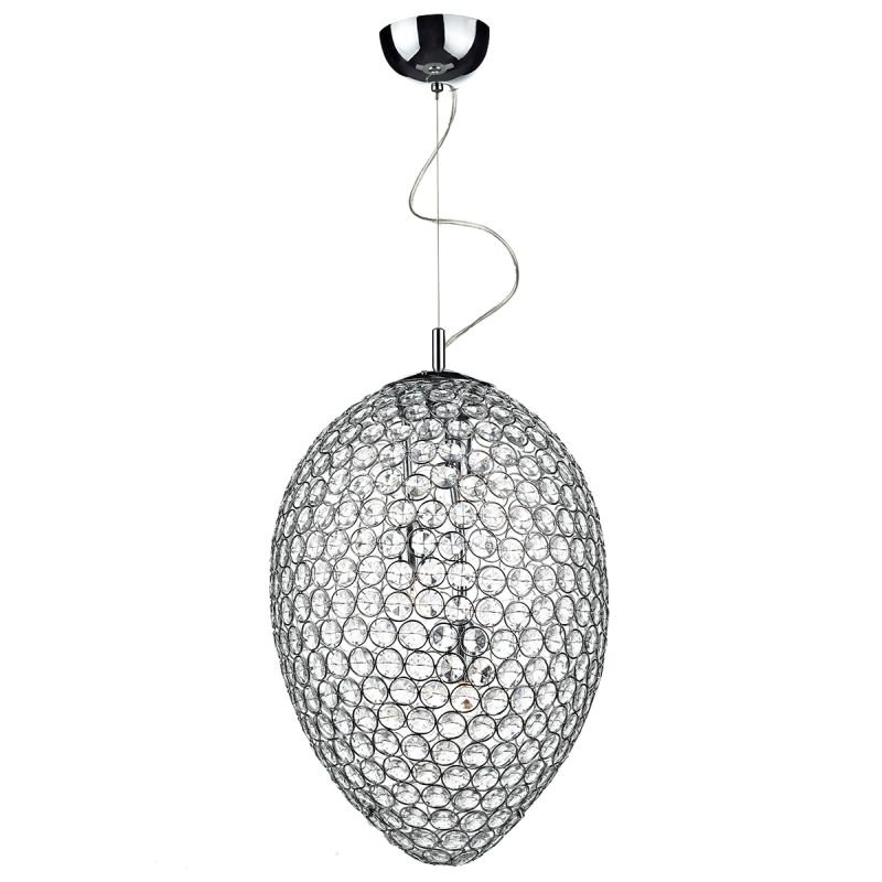 Crystal & Acrylic - Frost - Chrome & Crystal 3 Light Hanging Pendant Dar-FRO0350 - Frost - Chrome & Crystal 3 Light Hanging Pendant