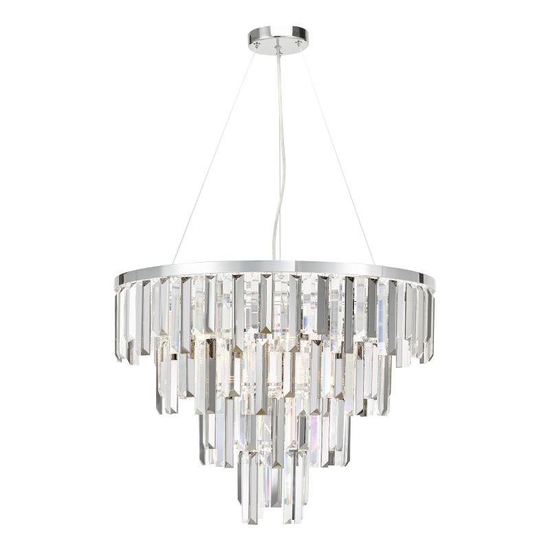 Dar-FUE0550 - Fuentes - Chrome 5 Light Chandelier with Clear & Smoked Crystal