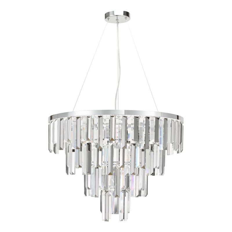 Dar-FUE0550 - Fuentes - Chrome 5 Light Chandelier with Clear & Smoked Crystal