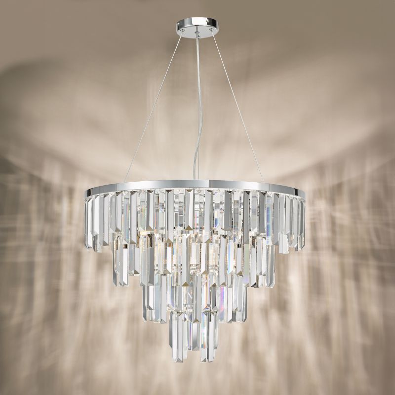 Dar-FUE0550 - Fuentes - Chrome 5 Light Chandelier with Clear & Smoked Crystal