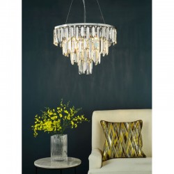 Fuentes - Chrome 5 Light Chandelier with Clear & Smoked Crystal Fuentes - Chrome 5 Light Chandelier with Clear & Smoked Crystal