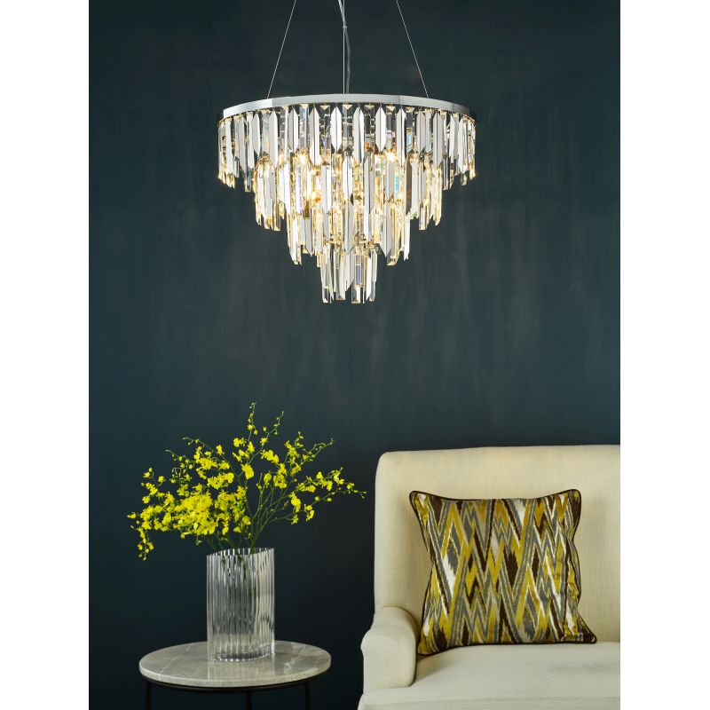 Dar-FUE0550 - Fuentes - Chrome 5 Light Chandelier with Clear & Smoked Crystal