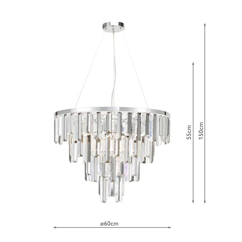 Dar-FUE0550 - Fuentes - Chrome 5 Light Chandelier with Clear & Smoked Crystal