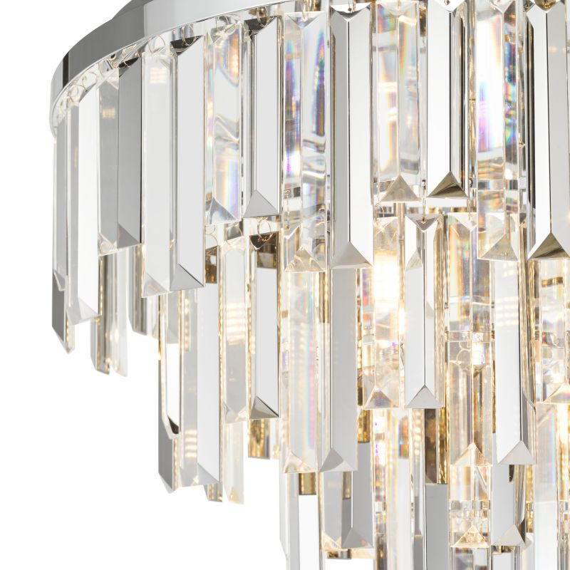 Dar-FUE4850 - Fuentes - Chrome 5 Light Flush with Clear & Smoked Crystal