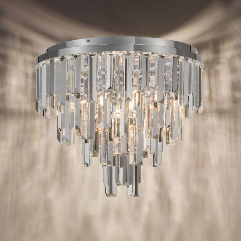 Dar-FUE4850 - Fuentes - Chrome 5 Light Flush with Clear & Smoked Crystal