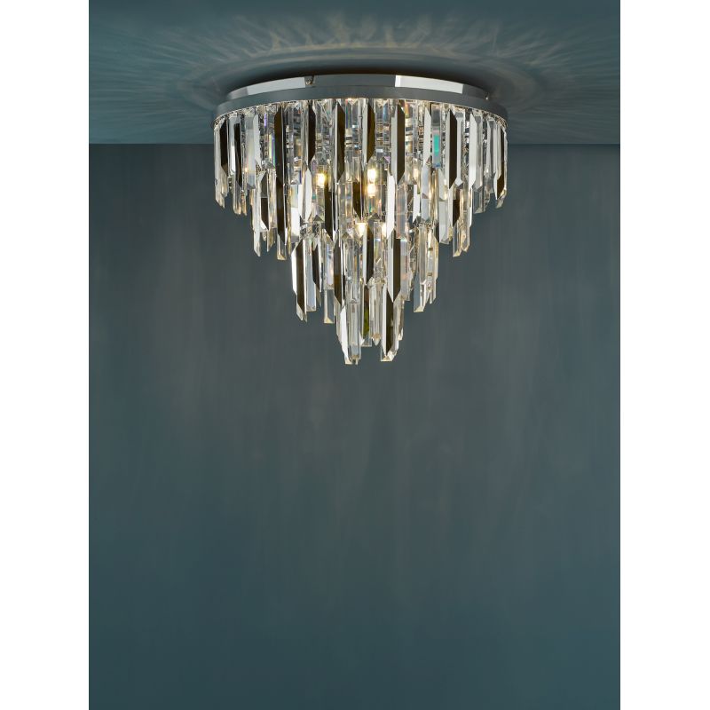 Dar-FUE4850 - Fuentes - Chrome 5 Light Flush with Clear & Smoked Crystal