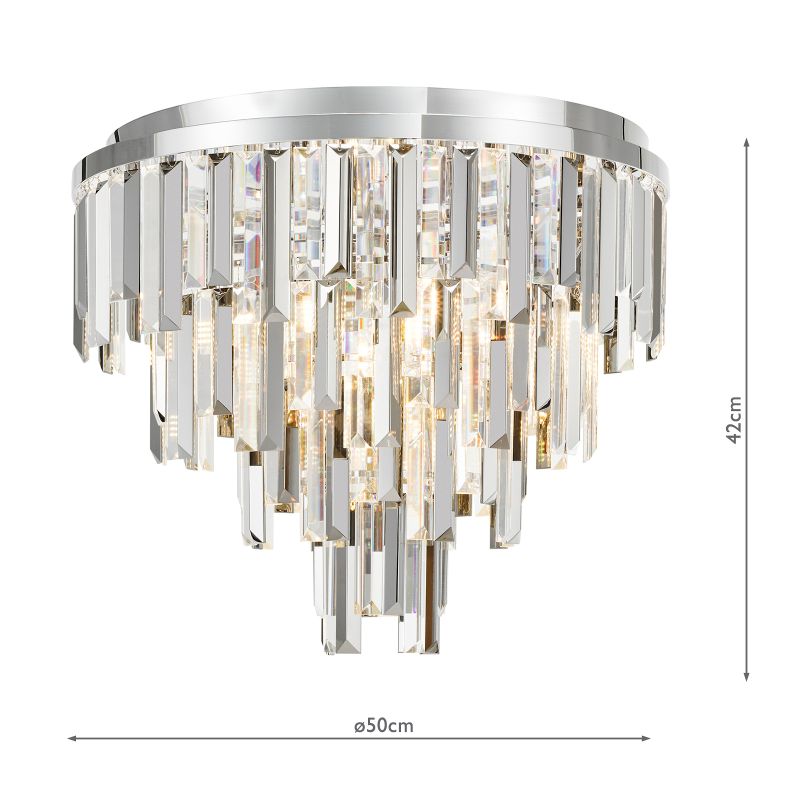 Dar-FUE4850 - Fuentes - Chrome 5 Light Flush with Clear & Smoked Crystal