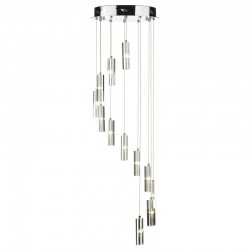 Galileo - Chrome 12 Light Cluster Pendant with Crystal Block Galileo - Chrome 12 Light Cluster Pendant with Crystal Block