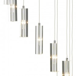 Galileo - Chrome 12 Light Cluster Pendant with Crystal Block Galileo - Chrome 12 Light Cluster Pendant with Crystal Block