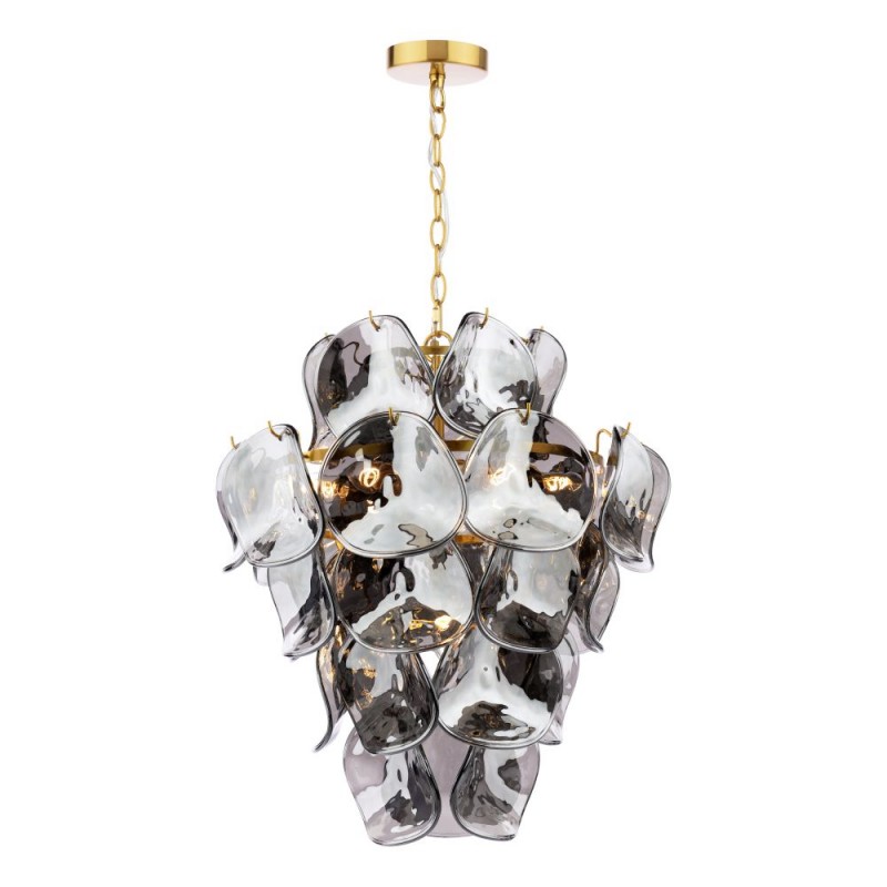 Dar-GEN0842 - Genoa - Natural Brass 8 Light Centre Fitting with Smoked Glass