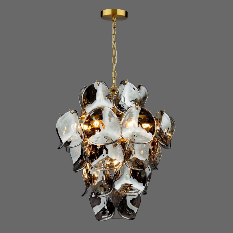 Dar-GEN0842 - Genoa - Natural Brass 8 Light Centre Fitting with Smoked Glass