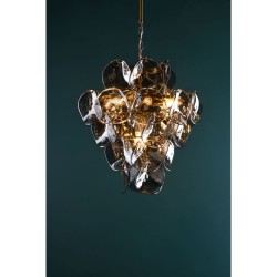 Genoa - Natural Brass 8 Light Centre Fitting with Smoked Glass