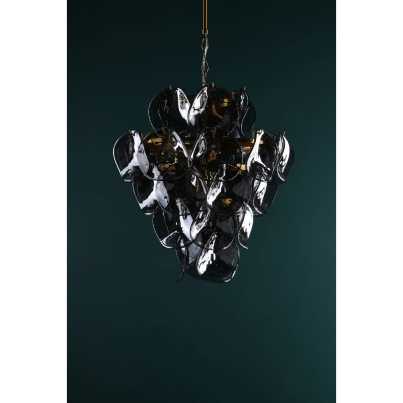 Dar-GEN0842 - Genoa - Natural Brass 8 Light Centre Fitting with Smoked Glass