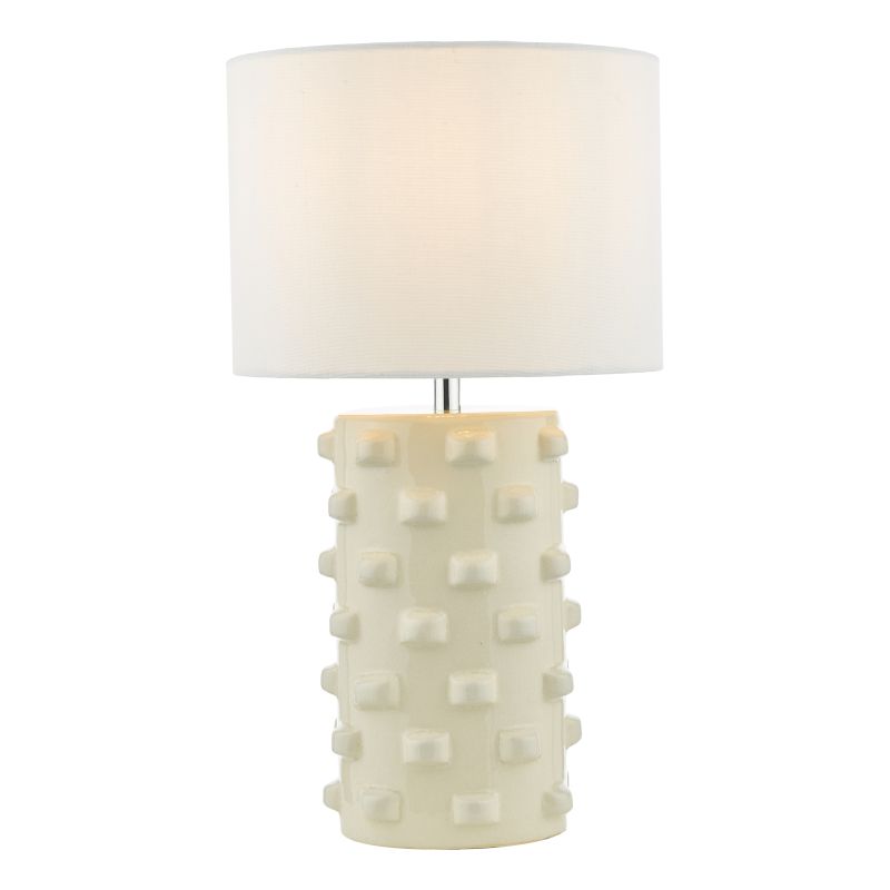 Dar-GEO422 - Georgina - Glossy Cream Ceramic Table Lamp with White Shade