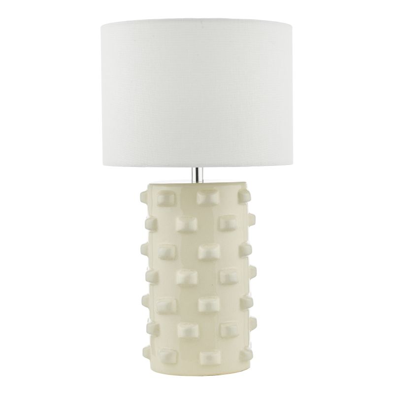 Dar-GEO422 - Georgina - Glossy Cream Ceramic Table Lamp with White Shade