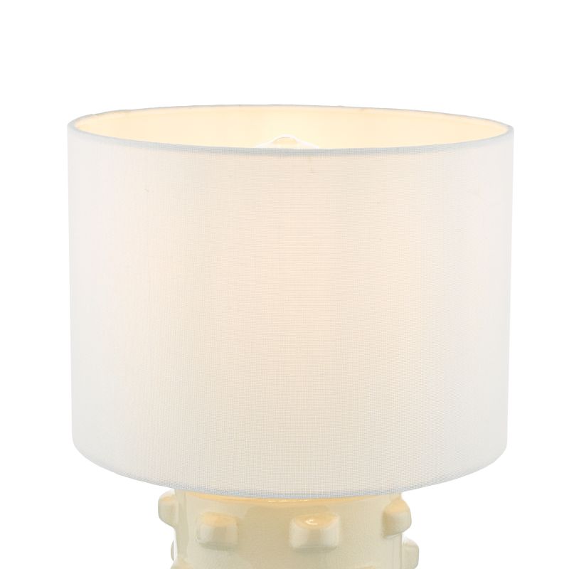 Dar-GEO422 - Georgina - Glossy Cream Ceramic Table Lamp with White Shade