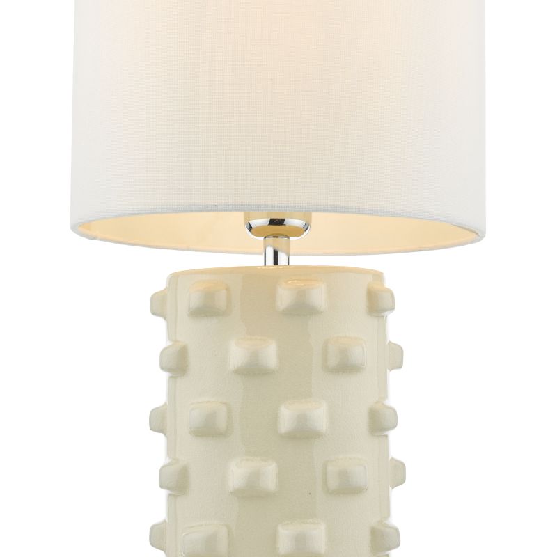 Dar-GEO422 - Georgina - Glossy Cream Ceramic Table Lamp with White Shade