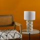 Dar-GEO422 - Georgina - Glossy Cream Ceramic Table Lamp with White Shade