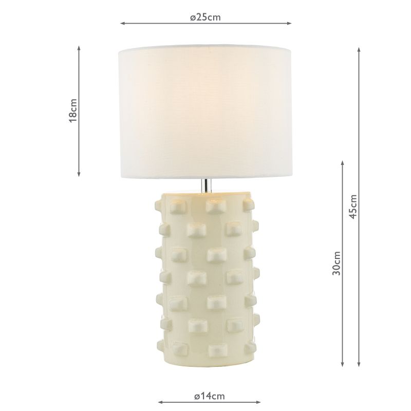 Dar-GEO422 - Georgina - Glossy Cream Ceramic Table Lamp with White Shade