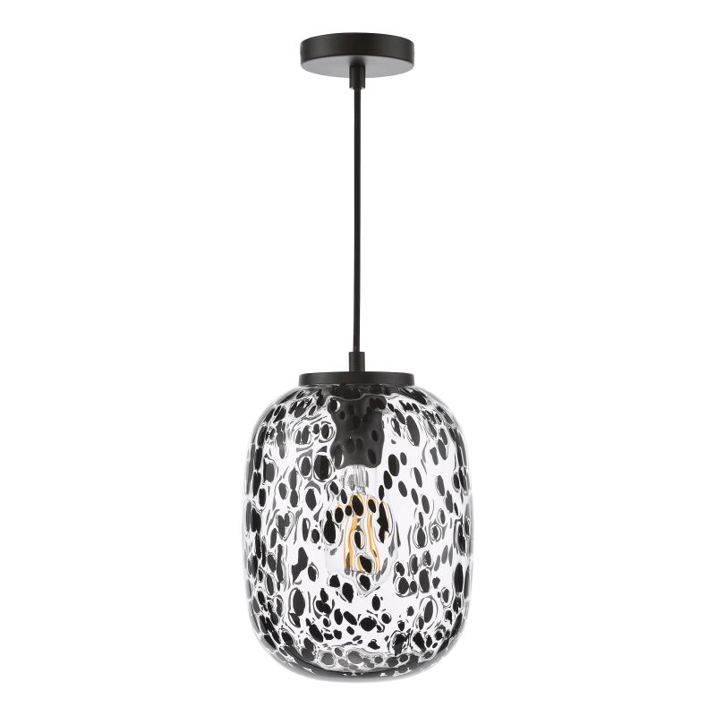 Dar-GET0122 - Gethin - Black Pendant with Black Confetti Glass