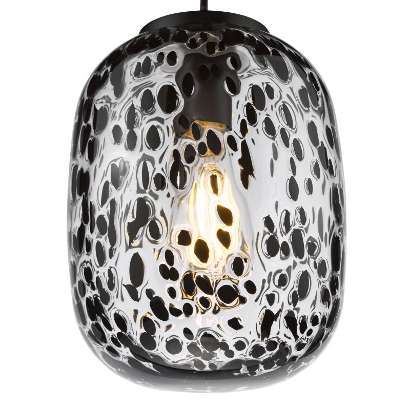 Dar-GET0122 - Gethin - Black Pendant with Black Confetti Glass