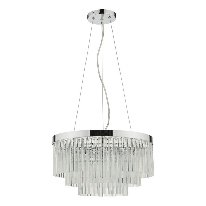 Dar-GIO0508 - Giovana - Clear Glass Rods & Chrome 5 Light Chandelier