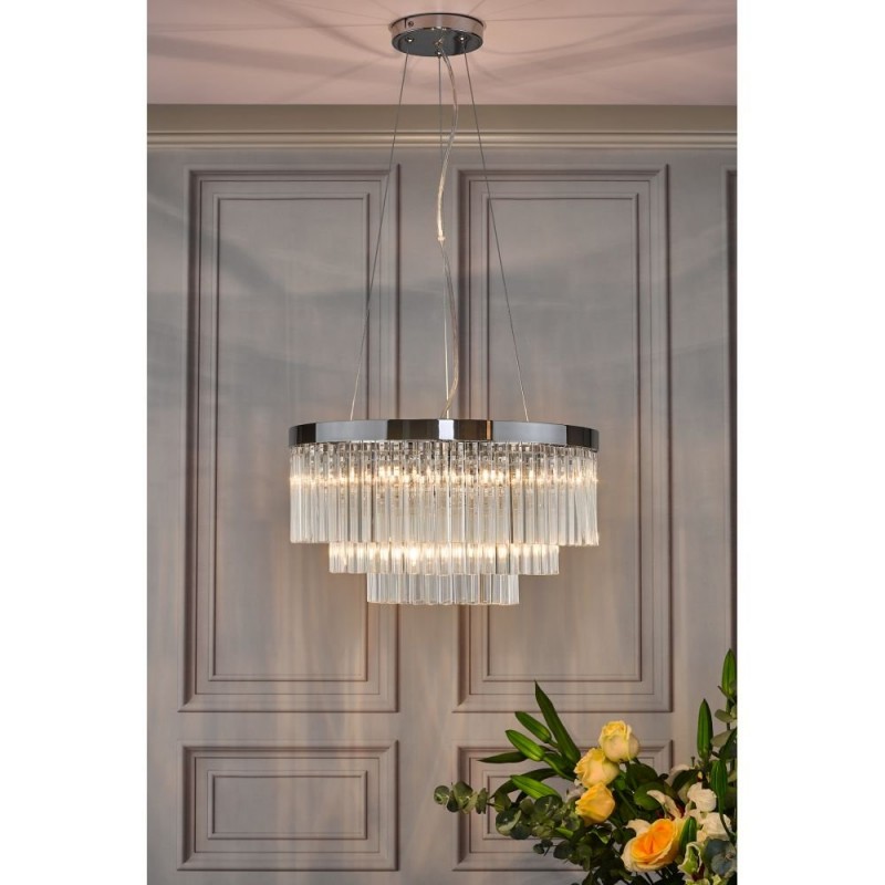 Dar-GIO0508 - Giovana - Chrome 5 Light Chandelier with Clear Glass Rods