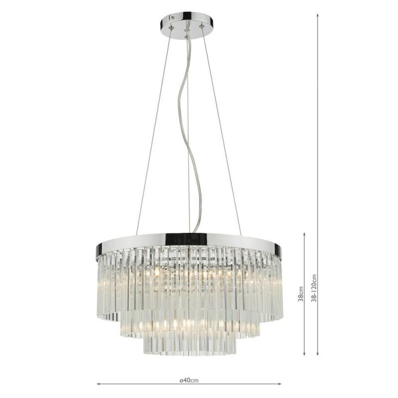 Dar-GIO0508 - Giovana - Chrome 5 Light Chandelier with Clear Glass Rods