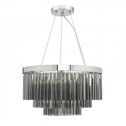 Giovana - Chrome 5 Light Chandelier with Smoked Glass Rods Giovana - Chrome 5 Light Chandelier with Smoked Glass Rods