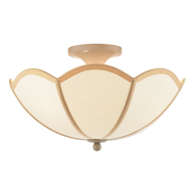 Dar_Vol3-GIU5329 - Giuliana - Satin Taupe Semi Flush with Woven Rattan