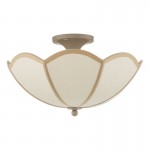 Giuliana - Satin Taupe Semi Flush with Woven Rattan
