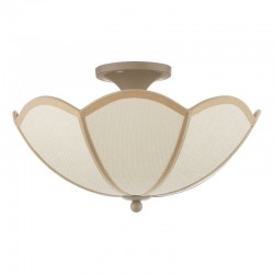 Giuliana - Satin Taupe Semi Flush with Woven Rattan