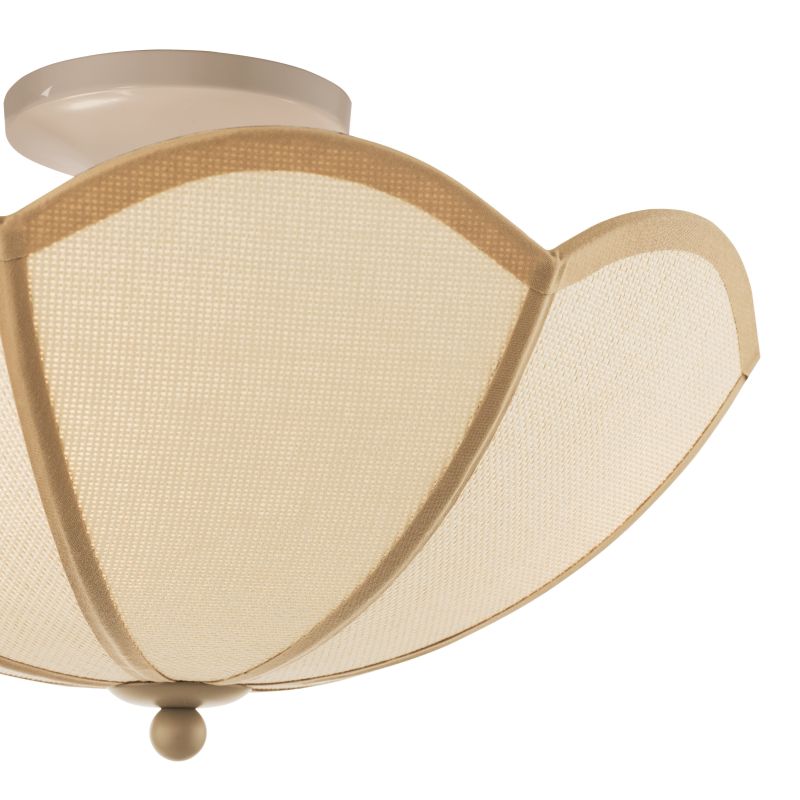 Dar_Vol3-GIU5329 - Giuliana - Satin Taupe Semi Flush with Woven Rattan