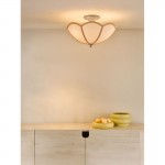 Giuliana - Satin Taupe Semi Flush with Woven Rattan