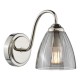 Dar-GLY0738 - Glynis - Nickel Wall Lamp with Smoked Ribbed Glass