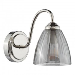 Glynis - Nickel Wall Lamp with Smoked Ribbed Glass Glynis - Nickel Wall Lamp with Smoked Ribbed Glass