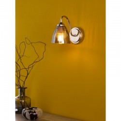 Glynis - Nickel Wall Lamp with Smoked Ribbed Glass Glynis - Nickel Wall Lamp with Smoked Ribbed Glass