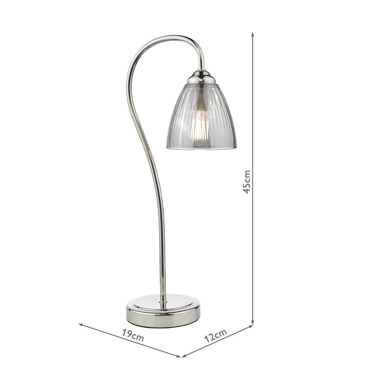 Dar-GLY4238 - Glynis - Nickel Table Lamp with Smoked Ribbed Glass