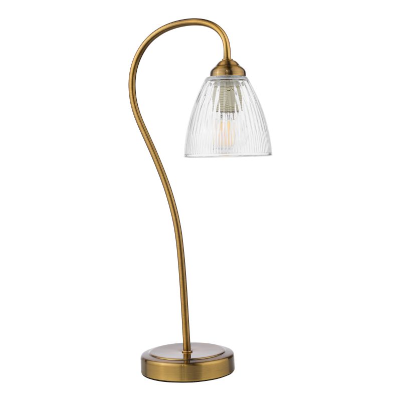 Dar-GLY4263 - Glynis - Antique Bronze Table Lamp with Ribbed Glass