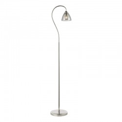 Glynis - Nickel Floor Lamp with Smoked Ribbed Glass