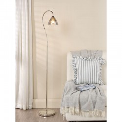 Glynis - Nickel Floor Lamp with Smoked Ribbed Glass