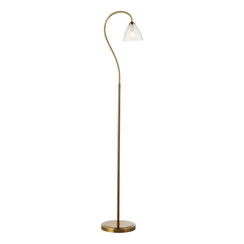 Dar-GLY4963 - Glynis - Antique Bronze Floor Lamp with Ribbed Glass