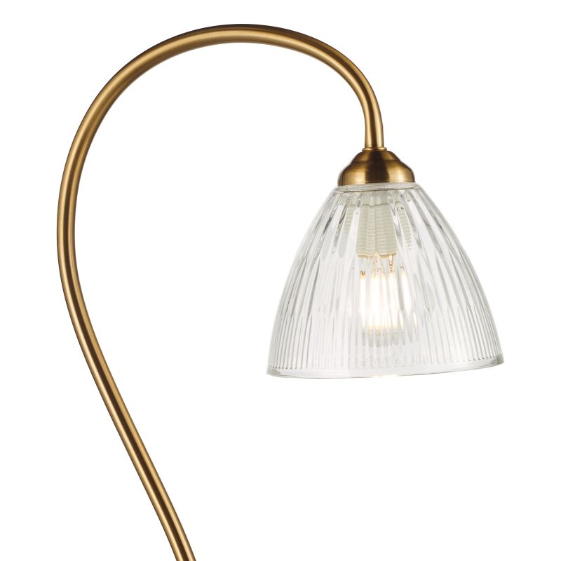 Dar-GLY4963 - Glynis - Antique Bronze Floor Lamp with Ribbed Glass